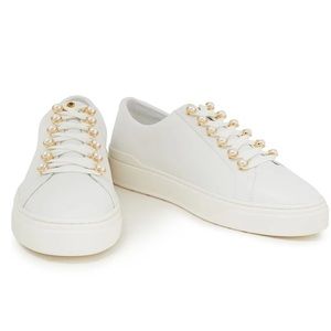 NWT Ivory Excelsa embellished leather sneakers